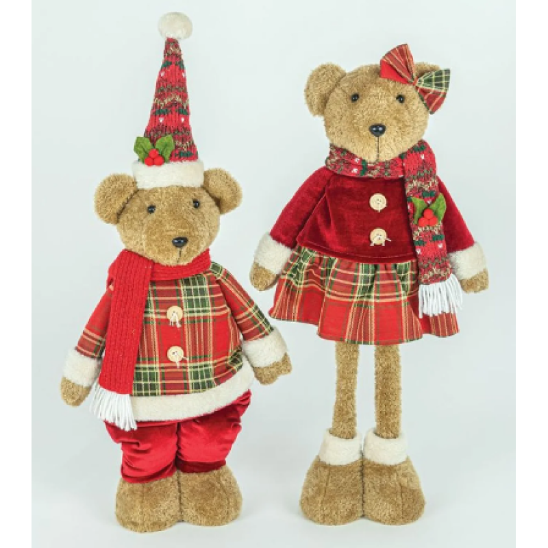Plaid Christmas Bear Stander