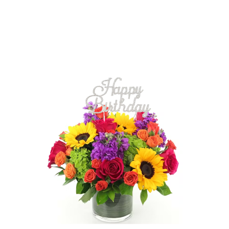 Bright As Day W/ Happy Birthday Pick - Same Day Delivery