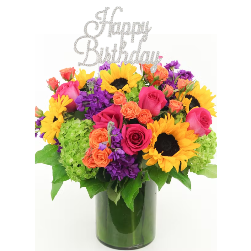 Bright As Day W/ Happy Birthday Pick - Same Day Delivery
