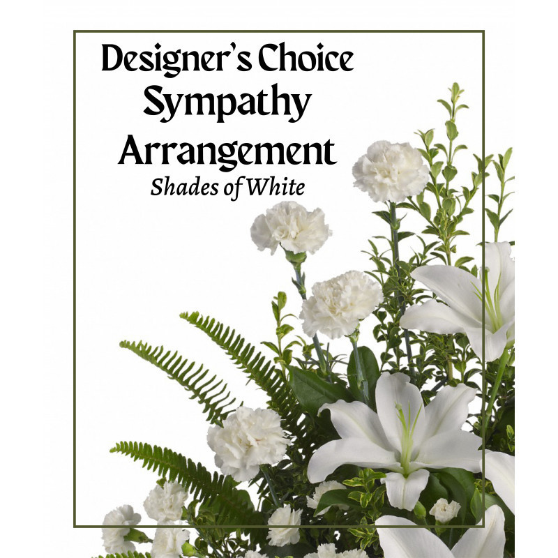 Designers Choice All white Sympathy Flowers  - Same Day Delivery